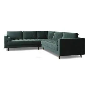 Ashla Petrol Velvet Fabric Sectional Sofa